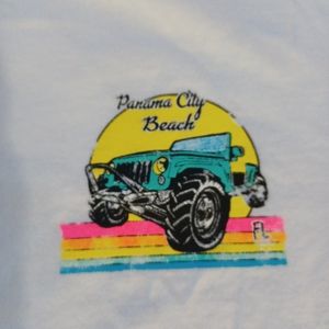 Panama City Beach mens Large graphic tshirt neon jeep Southern Spirit tag